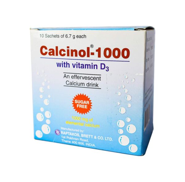 CALCINOL-1000 WITH VITAMIN D3 SACHETS 6.7G 10S