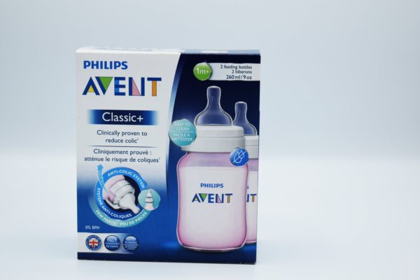 PHILLIPS AVENT CLASSIC+ 2 FEEDING BOTTLES 260ML/ 9OZ 1M+ TWIN