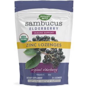 NATURES WAY SAMBUCUS ELDERBERRY ORGANIC ZINC PEPPERMINT LOZENGES 24S