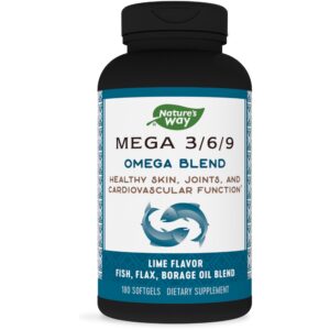 NATURES WAY MEGA 3/6/9 OMEGA BLEND LIME FISH, FLAX, BORAGE OIL BLEND 180S0FTGELS