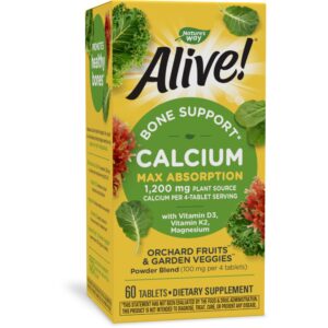 NATURES WAY ALIVE CALCIUM MAX ABSORPTION 1200MG BONE 60TABLETS