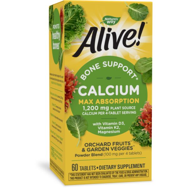 NATURES WAY ALIVE CALCIUM MAX ABSORPTION 1200MG BONE 60TABLETS