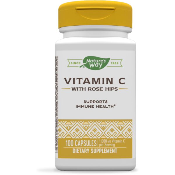 NATURES WAY VITAMIN C 1000MG WITH ROSE HIPS 100CAPSULES