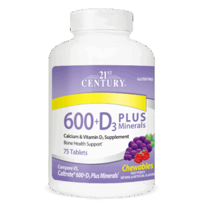 21ST CENTURY CALCIUM 600MG D3 PLUS CHEWABLE TABLETS 75S