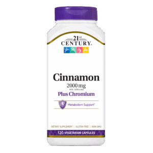 21ST CENTURY CINNAMON 2000MG PLUS CHROMIUM CAPSULES 120S