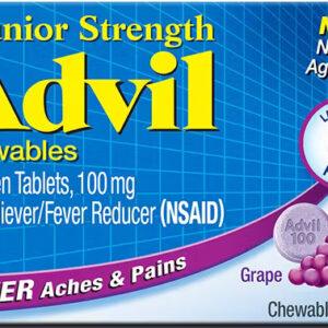 ADVIL JUNIOR STRENGTH CHEWABLES 100MG 24S GRAPE