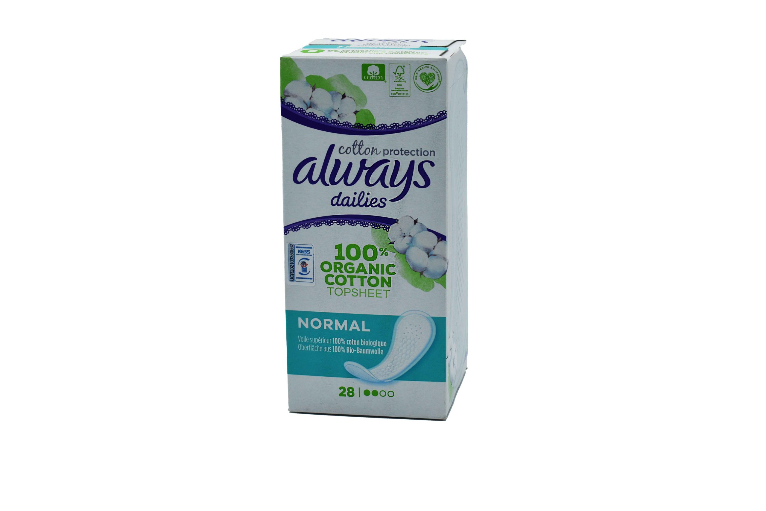 ALWAYS DAILIES ORGANIC COTTON PANTY LINERS NORMAL 28S Garnet Pharmacy