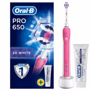 BRAUN ORAL B PRO 650 3D WHITE RECHARGEABLE + TOOTHPASTE 75ML