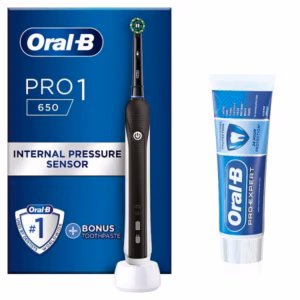 BRAUN ORAL B PRO 650 CROSSACTION 3D ACTION BONUS TOOTHPASTE