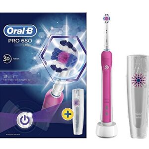 BRAUN ORAL B PRO 680 PINK 3D ACTION WHITE POWER BRUSH CHARGING STATION