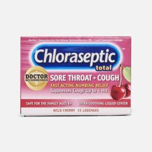 CHLORASEPTIC TOTAL SORE THROAT +COUGH WILD CHERRY LOZANGES 15S