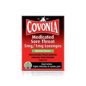 COVONIA MEDICATED SORE THROAT 5MG/1MG LOZENGES LEMON S/F