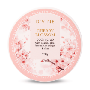 DVINE CHERRY BLOSSOM BAOBAB BODY SCRUB ALOE COCONUT SHEA 250G