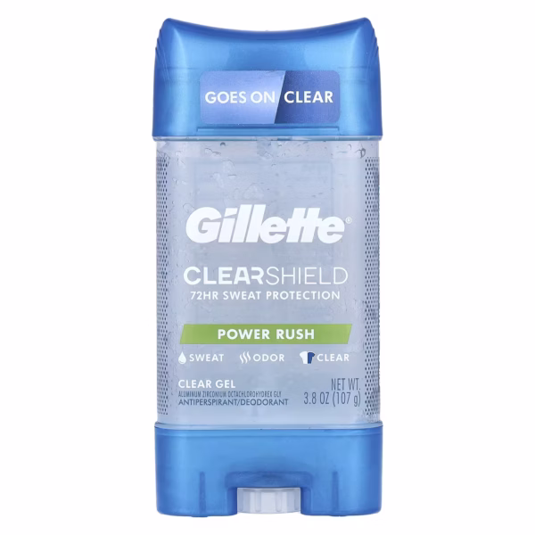GILLETTE CLEAR+DRY TECH POWER RUSH ANTIPERSPIRANT GEL 107G
