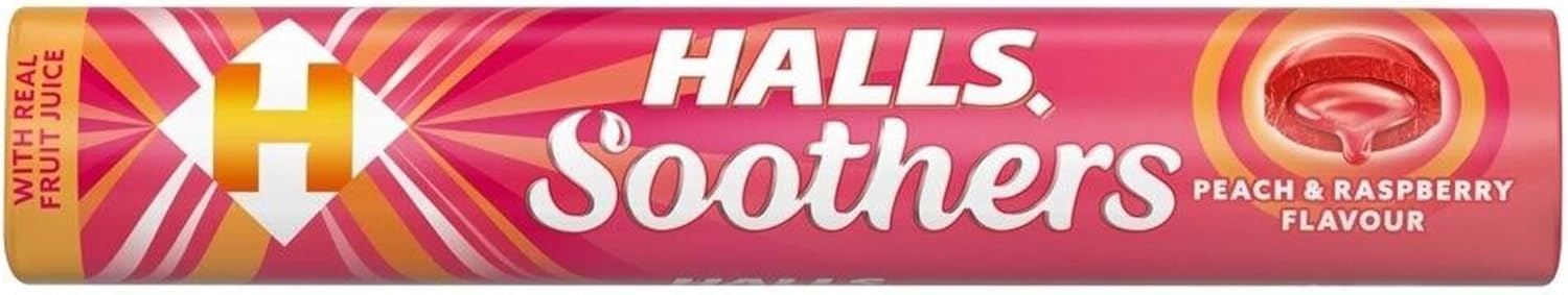 HALLS SOOTHERS PEACH & RASPBERRY FLAVOUR 45G