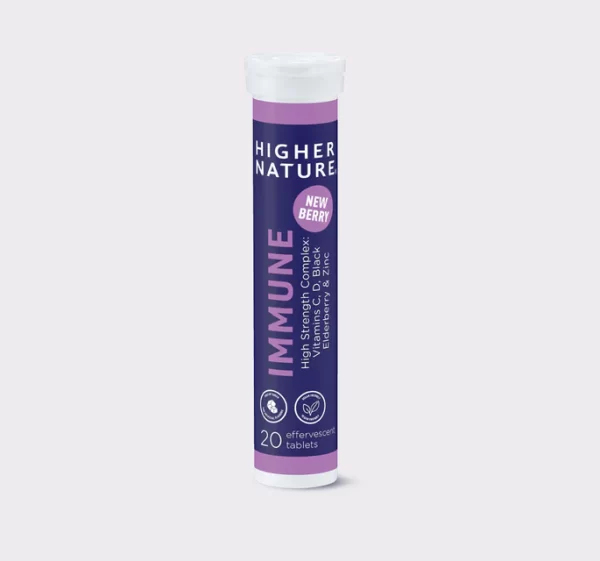 HIGHER NATURE IMMUNE VITAMIN C,D, BLACK ELDERBERR ZINC 20TABLETS EFFERV