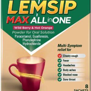 LEMSIP MAX ALL IN ONE WILD BERRY & HOT ORANGE 8SACHETS
