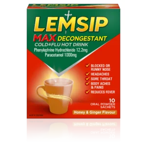 LEMSIP MAX HONEY & GINGER SACHETS 10S