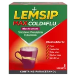 LEMSIP MAX COLD & FLU B/CURRANT SACHETS 10S