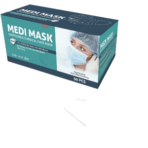 MEDI MASK DISPOSABLE SURGICAL FACE MASK 3PLY BFE 95% 50CS