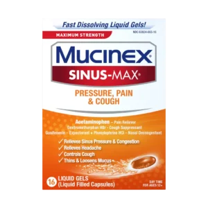 MUCINEX SINUS MAX PRESSURE PAIN & COUGH LIQUID CAPSULES 16S