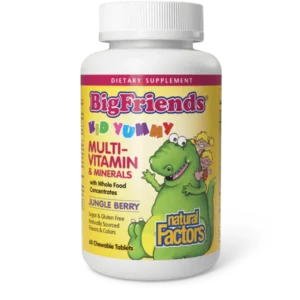 NATURAL FACTORS BIG FRIENDS CHEWABLE MULTIVITAMIN & MINERALS JUNGLE BERRY 3+ TABLETS 60S