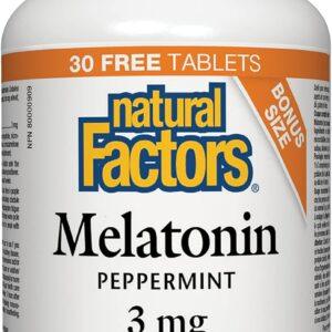 NATURAL FACTORS MELATONIN 3MG SUBLINGUAL 90TABLETS PEPPERMINT