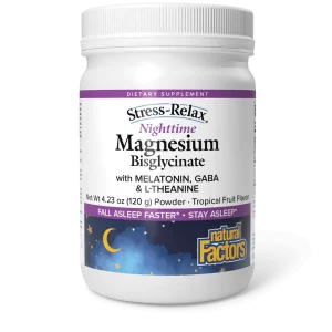 NATURAL FACTORS NIGHTTIME MAGNESIUM BISGLYCINATE POWDER 120G