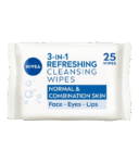 NIVEA 3IN1 REFRESHING NORMAL SKIN CLEANSING WIPES 25S