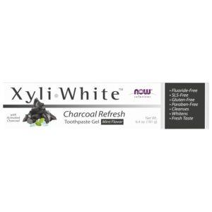 NOW XYLI WHITE CHARCOAL REFRESH T/PASTE GEL MINT 181G