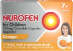 NUROFEN FOR CHILDREN 7+YEARS 100MG CAPSULES 12S ORANGE