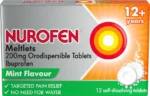 NUROFEN MELTLETS 12+YEARS MINT IBUPROFEN 200MG 12TABLETS