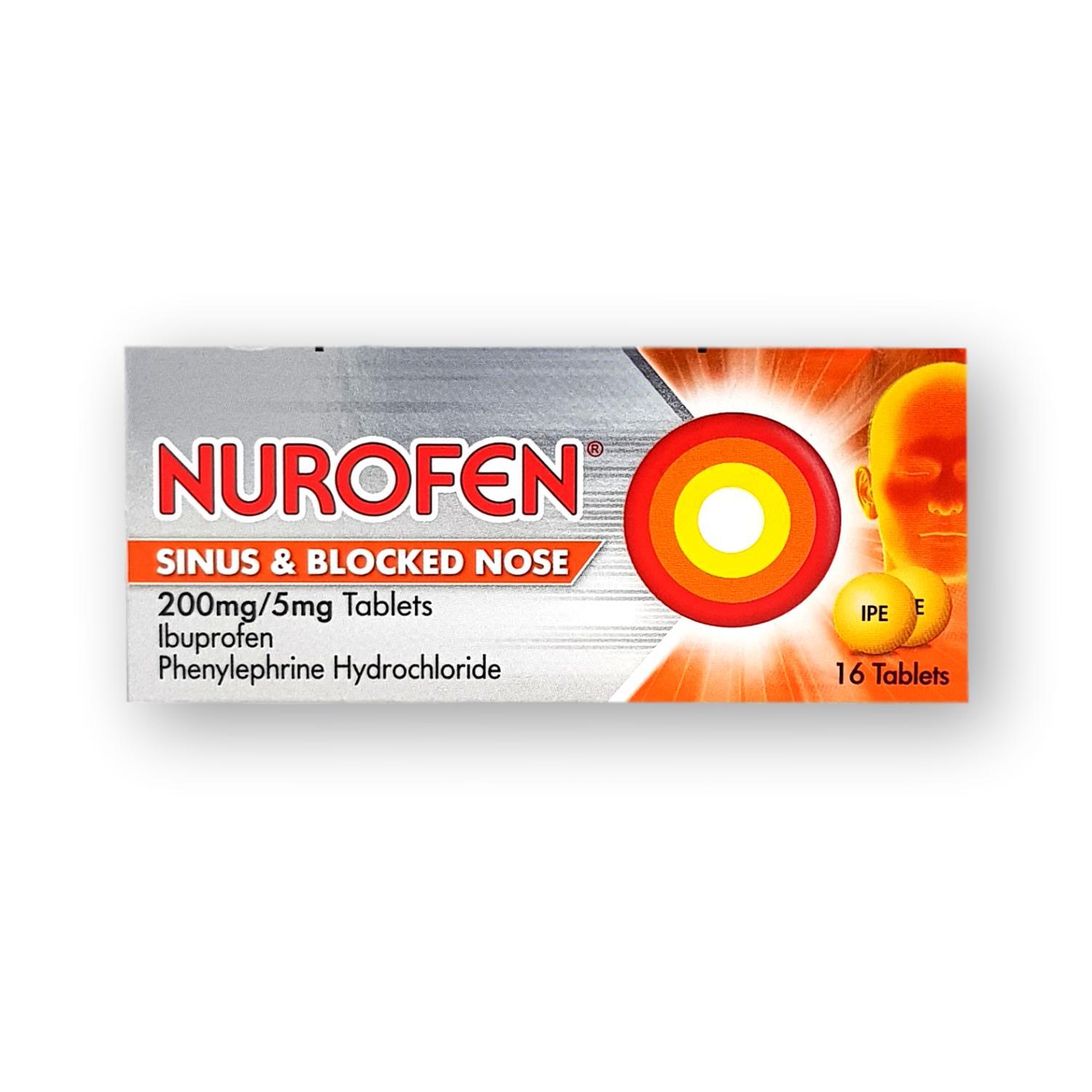 NUROFEN SINUS & BLOCKED NOSE 16TABLETS IBUPROFEN PHENYLEPHRINE