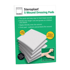 STEROPLAST 5 WOUND DRESSING PADS 5CMX5CM