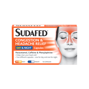 SUDAFED CONGESTION & HEADACHE RELIEF DAY AND NIGHT CAPSULES 16S