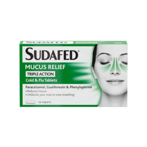 SUDAFED MUCUS RELIEF TRIPLE ACTION COLD & FLU TABLETS 16S