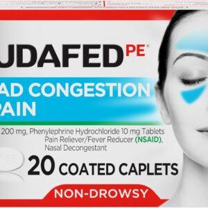 SUDAFED PE HEAD CONGESTION +PAIN 20COATED CAPLETS