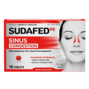 SUDAFED PE SINUS CONGESTION 18TABLETS NON-DROWSY