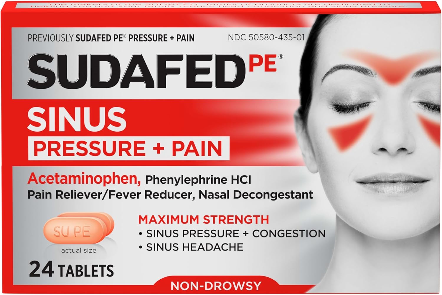 SUDAFED PE SINUS PRESSURE+PAIN TABLETS 24S