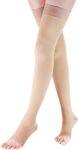 SUPERORTHO CLASSIC GRADUATED COMPRESSION STOCKING OPEN TOE THIGH HIGH BEIGE MEDIUM