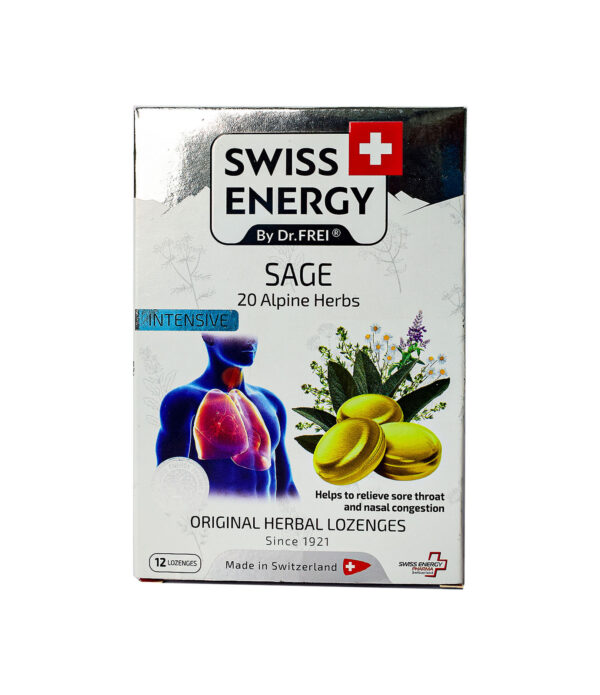SWISS ENERGY HERBAL LOZENGES - SAGE 12`S