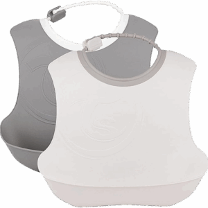 TWISTSHAKE 2X SOFT BIB PASTEL GREY WHITE 4+