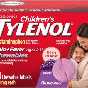 TYLENOL CHILDREN 24TABLETS CHEWABLE 160MG GRAPE