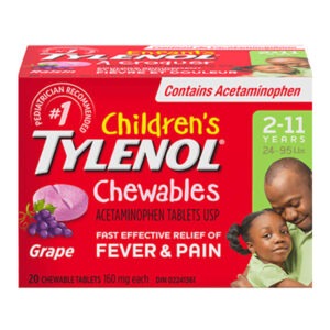 TYLENOL CHILDREN`S CHEWABLES FEVER & PAIN 2-11YRS TABLETS 20S