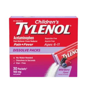 TYLENOL CHILDRENS DISSOLVE PACKS AGES 6-11 WILD BERRY 160MG