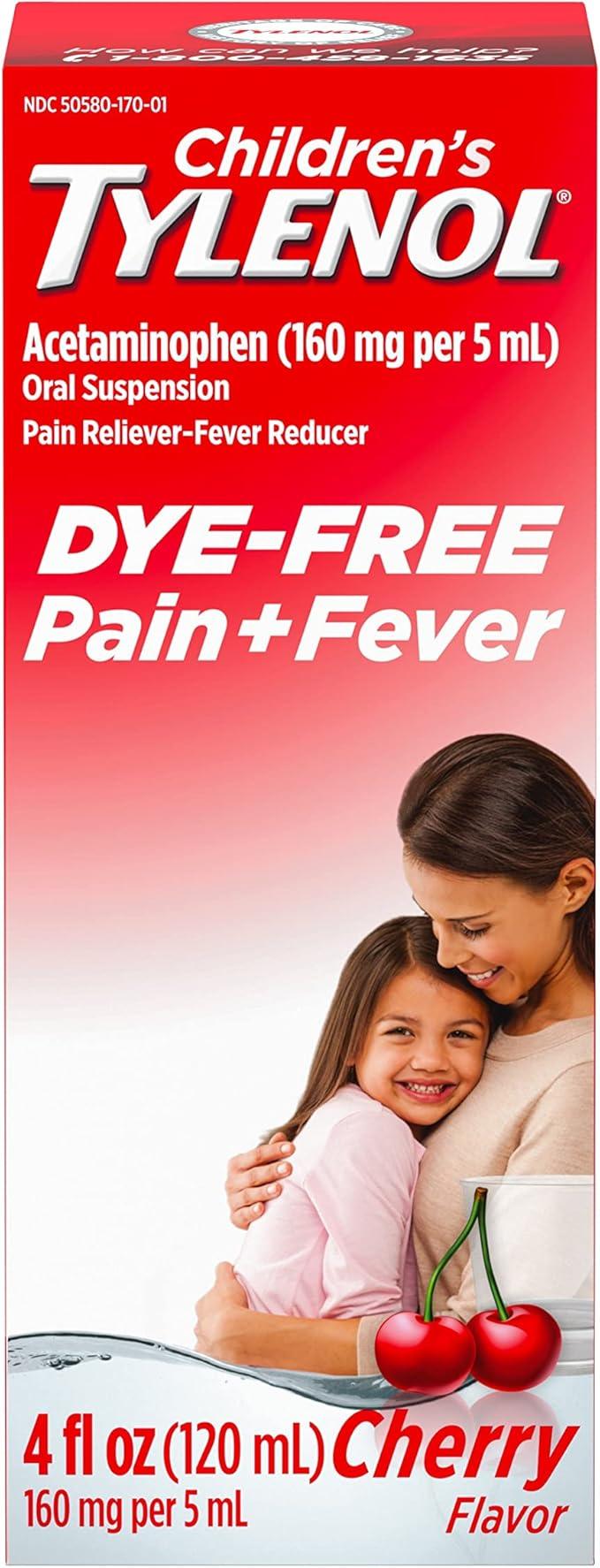 TYLENOL CHILDRENS DYE-FREE PAIN+ FEVER AGES 2-11YEARS CHERRY 120ML