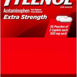 TYLENOL EXTRA STRENGTH 50 POUCHES 2 CAPLETS 500MG