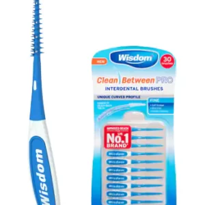 WISDOM CLEAN BETWEEN INTERDENTAL BRUSHES CURVED-BLUE